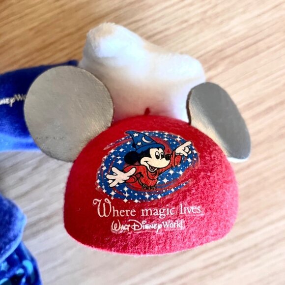 Vintage Mickey Mouse Bean Bag Plush Where Magic Lives Holding Souvenir Cap - Picture 3 of 11